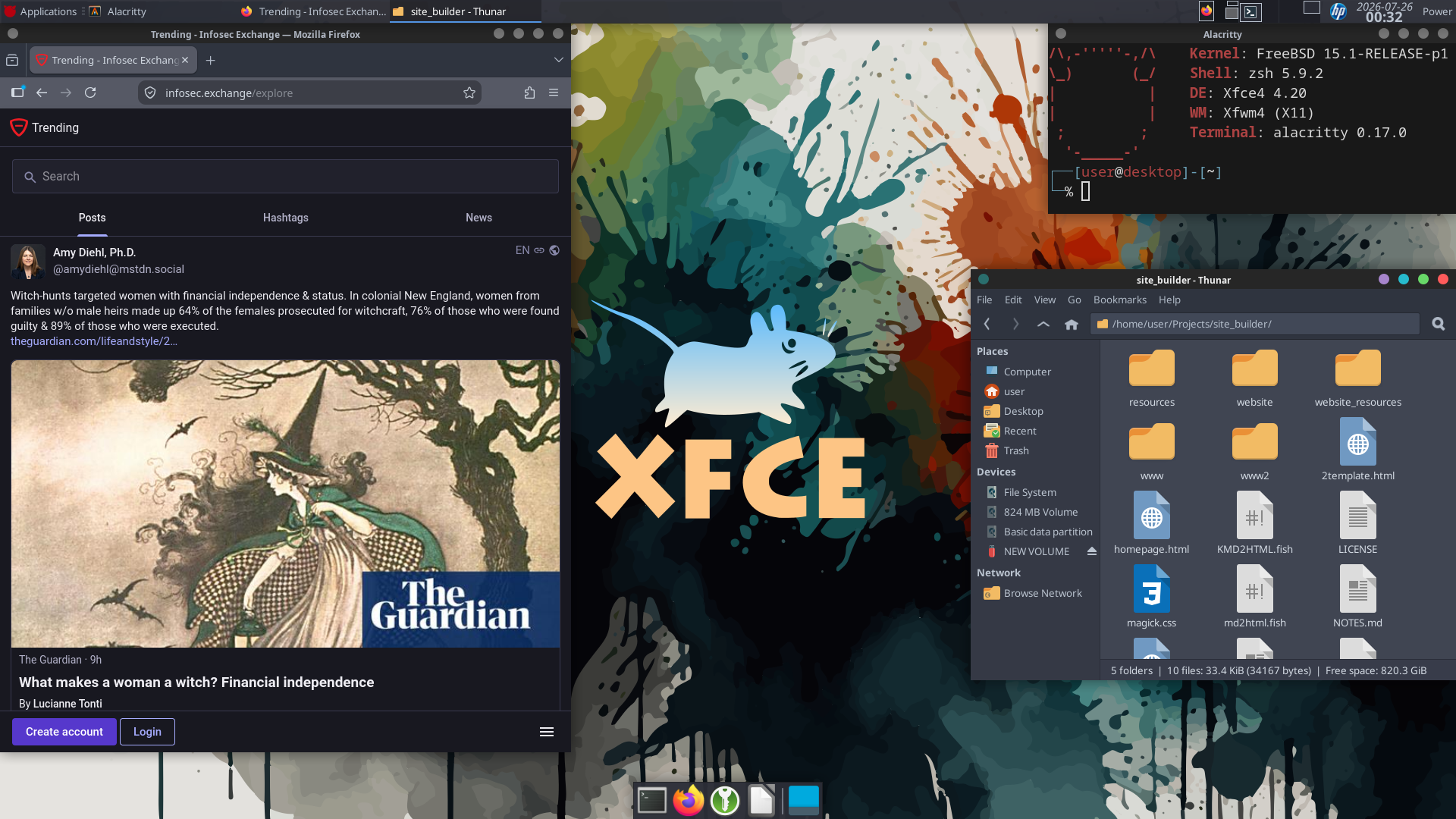 Screenshot of my FreeBSD 15.1 XFCE desktop
